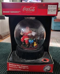 Collectible Coca Cola - Holiday Radiance Illuminated Glass Ornament SANTA NIB - Picture 1 of 7