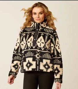 Ariat Women's Large Berber Snap Front Fleece Sweatshirt Jacket Aztec Sz M & L - Picture 1 of 9