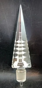 Pagoda Obelisk Decanter Stopper, Faceted Optic-Cut Hoya Crystal, Japan, 8" Tall - Picture 1 of 9