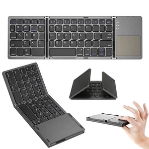 Mini Foldable Wireless Bluetooth Keyboard With Touchpad For PC Smartphone Table - Zdjęcie 1 z 10