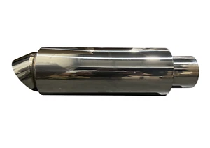 Turn Down Dolphin Muffler Stainless Steel Universal 3" Inlet 3.5" Outlet Polish - Picture 1 of 11