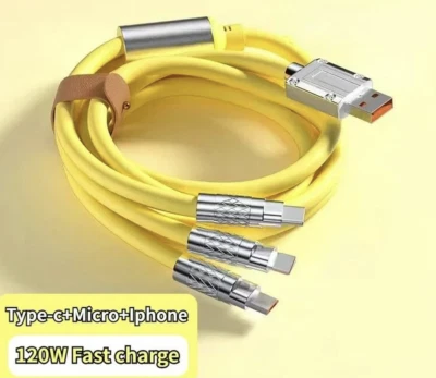 Cable cargador micro rápido USB a tipo C de carga rápida 120 W 5 A 3 en 1 para apl/adrd Foto 1 de 4