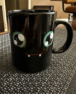 Black Dracula, with Green Eyes and Fangs Halloween 12oz Coffee Mug - Picture 1 of 5