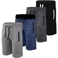 Mens Casual Gym Fleece Jogger Shorts Elasticated Waist Running Pants Zip Pockets