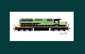 British Columbia Railway SD40-2 11"x17" stampa opaca firmata da Andy Fletcher - Foto 1 di 1