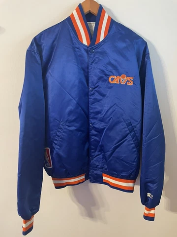 Vinatge Cleveland Cavaliers Starter Blue Satin Jacket Mens Size XL USA OLD LOGO Cover