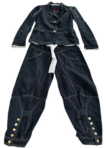 Exceptionnel ensemble veste & pantalon bleu rayures Marithé et François Girbaud - Imagen 1 de 19