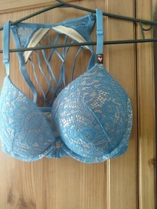 Victoria Secret push-up bra 32DD. New with tags. Blue with back detail - Picture 1 of 5