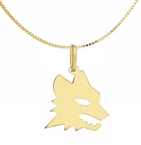 Collana Uomo Donna Lupo Lupetto Roma Stemma Squadra Argento 925 Placcato Oro 18k - Imagen 1 de 2