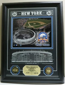 SHEA STADIUM 1964-2008 FINAL SEASON LIMITED EDITION COLECTIBLE ECHED GLASS FRAME - Picture 1 of 11