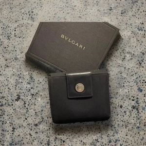 Bvlgari Woman’s Black Wallet Leather & Canvas Bifold -Coin Purse, Silver & Box - Picture 1 of 16