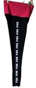 VS PINK Yoga Leggings Women’s XS Victorias Secret Red Fold Over Black Logo - Picture 1 of 9