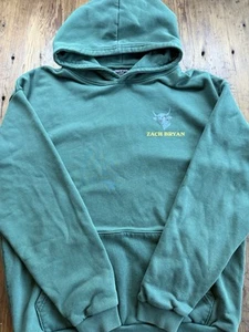 Zach Bryan Hoodie Green Sweatshirt North America Europe Tour Country Sz Lg Burn - Picture 1 of 12