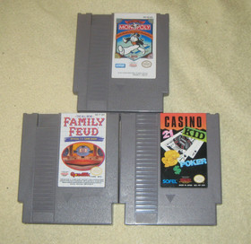 Casino Kid, Monopoly, Family Feud for NES .Authentic. Clean/Tested Nintendo
