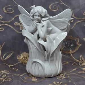 Fitz and Floyd Fairies 8 1/4" All White Vase Sculpture Vintage - Picture 1 of 14