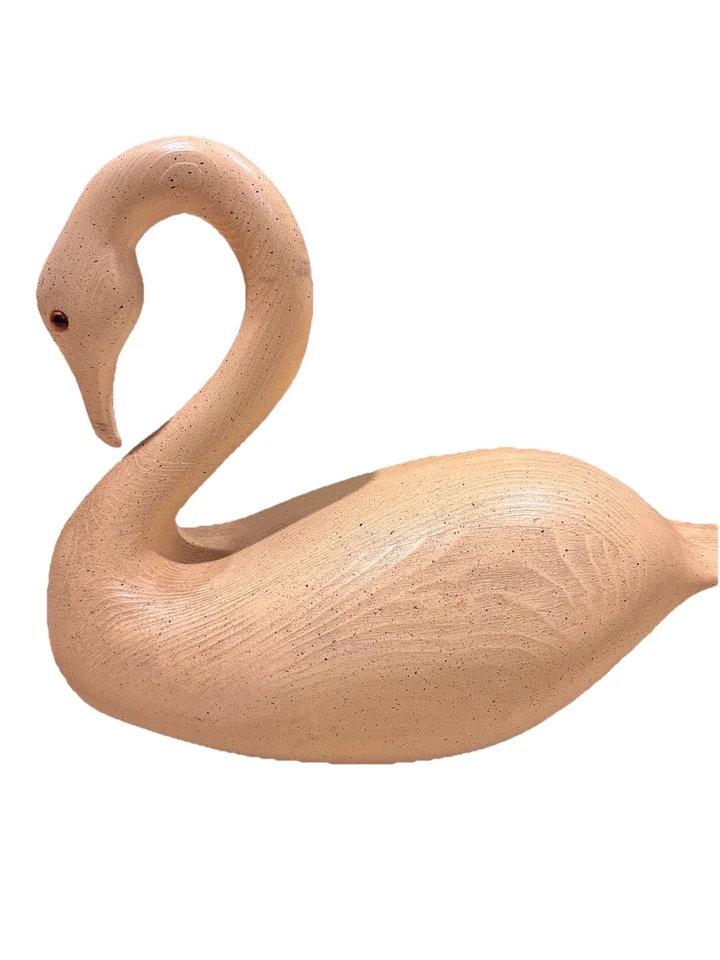 Estatuilla de cisne grande vintage escultura de pájaro de madera pintada en crema decoración de mesa de 15" Foto 1 de 4