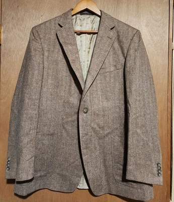 Chaqueta Abrigo Deportivo de Viaje Ermenegildo Zegna 46/56 R Tostado Espiga Cachemira Usada en Excelente Condición Foto 1 de 4