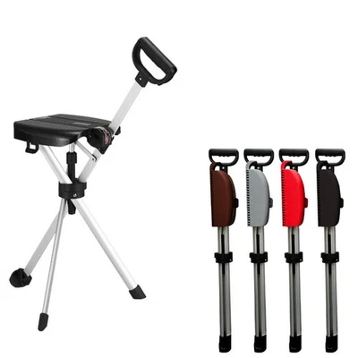 2in1 Gehstock mit Sitz Chair Klapphocker+Wanderstock Ultraleicht+Tragbar Schwaz - Bild 1 von 4