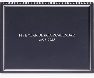 Large 5 Year Monthly Desk Calendar 2021-2025 for Appointments, Spiral Bound Flip - Picture 1 of 12
