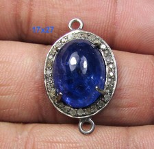 Genuine Tanzanite Pave Diamond Oxidized 925 Silver Charm Finding Connector ODS35