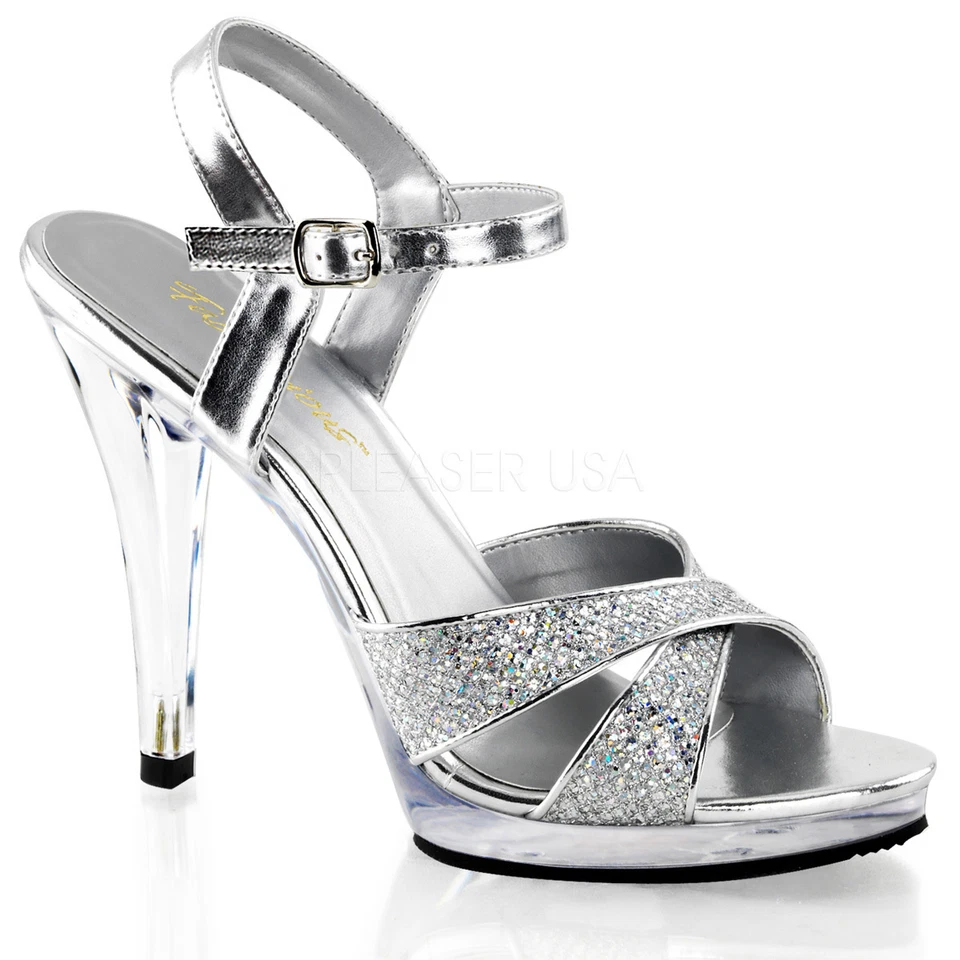 Silver Salsa Ballroom Dance Heels Mens Crossdresser Drag Queen Shoes 12 13 14 15 - Image 1 of 1