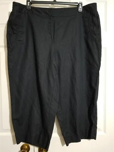 Jaclyn Smith NWOT Women Plus Size 2X Black Washable Linen Capri Pants Zip #265 - Picture 1 of 8