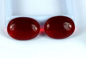 Natural 18-20 Ct Burma Red Spinel Gemstone Pair Oval Cabochon Certified - Picture 1 of 9