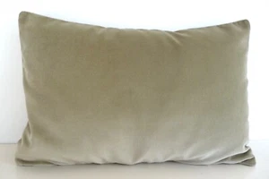 RYEGRASS GREEN HEAVY WEIGHT  100% COTTON VELVET OBLONG CUSHION COVER - Picture 1 of 4