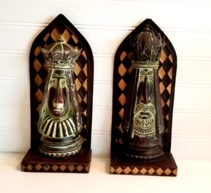 Large Chess Piece Queen and King Bookends Metal and Resin 11" H - Picture 1 of 17