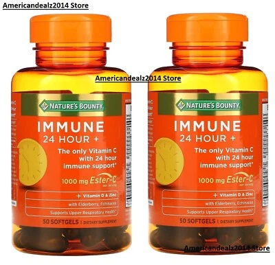 Nature’s Bounty Immune 24 Horas + Apoyo Inmunológico + 1000mg Vitamina C 100 Cápsulas Blandas Foto 1 de 4