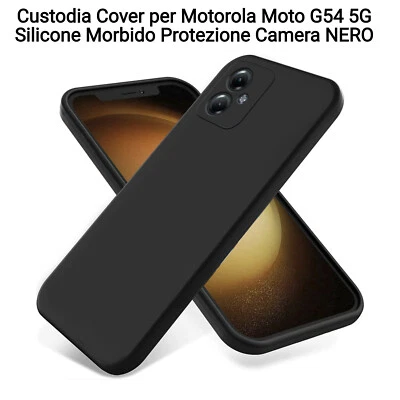 OBASTYLE Custodia Cover per Motorola Moto G54 5G Silicone Morbido Protezione Camera NERO