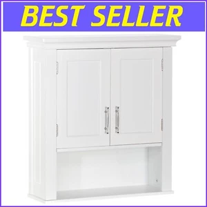 Sleek White Two-Door Bathroom and Laundry Cabinet with Open Shelf - Wall Mount - Picture 1 of 11