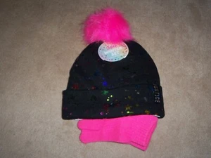 NEW, JUSTICE Girls IRIDESCENT BEANIE HAT & TOUCH SCREEN GLOVES SET - Picture 1 of 4