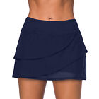 Swimming Skirt Flounces High Basic Lined With Shorts Swimwear (Dark Blue S) ZZ1
