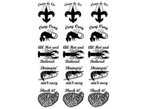 Seafood Lobster Oyster Shrimp 15 pcs 1" Black Fused Glass Decals - Picture 1 of 1