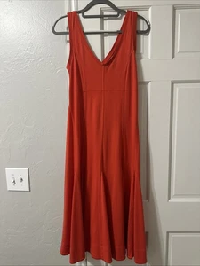 MAEVE Anthropologie Abroad Dress Size M Orange Fit & Flare Sleeveless V Neck - Picture 1 of 12