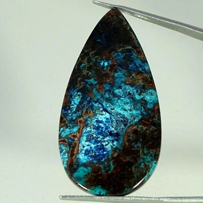 36,60 quilates. Piedra preciosa 100 % natural azurita shattuckita pera cabujón 22X44X4 mm Foto 1 de 4