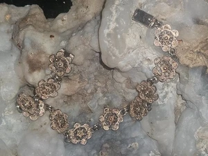 Vintage Cantonelle Filigree 800 Silver Flower Link Bracelet - Picture 1 of 6
