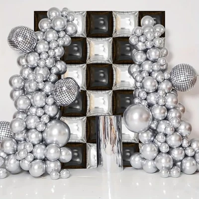 Globos de aluminio cuadrados metálicos negros y plateados de pared - Globo cuadrado de 19 pulgadas... Foto 1 de 4
