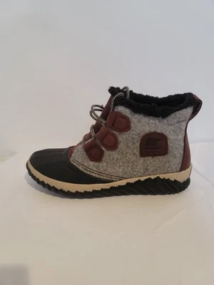 Sorel Duck Boots Women 8 Out N About Plus Gray Wool Lace Up Ankle Top NL3973-628 - Image 1 of 4