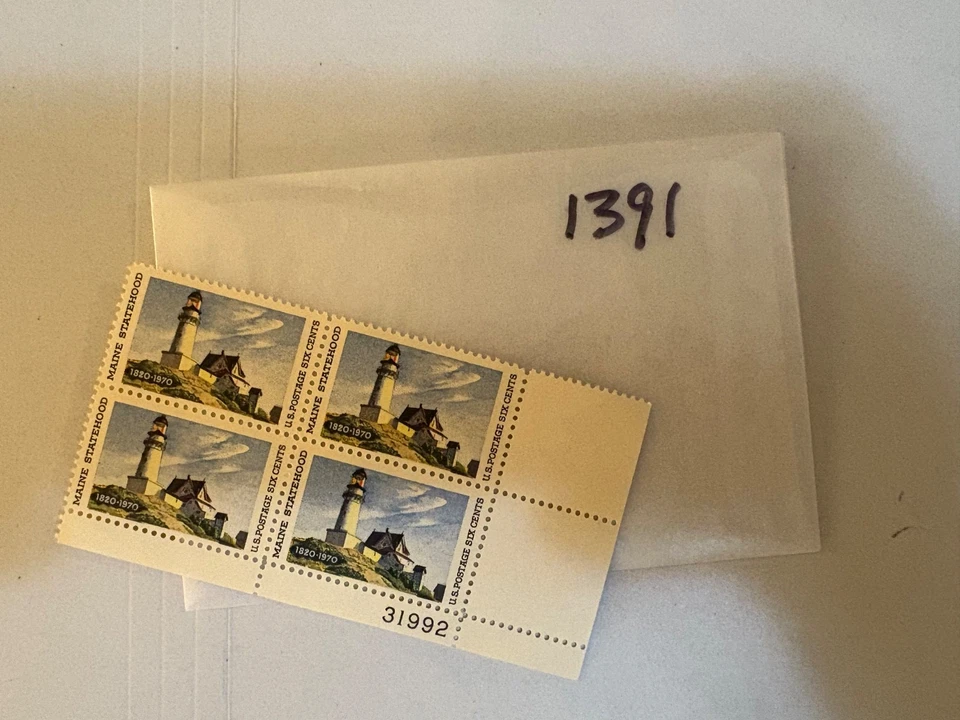 U. S. plate block - 1391 - Maine Statehood - comb. shipping! - Image 1 of 1