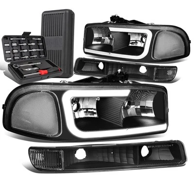 Para Sierra Yukon 1999-2007 Barra LED Faro Parachoques Lámparas + Caja de Herramientas Negro/Transparente Foto 1 de 4