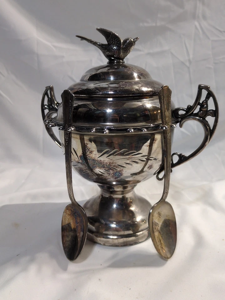 Wm. Rogers WR Cuádruple Plato de Plata Nueva York # 57 Pájaro Azúcar Cuchara Soporte Foto 1 de 4