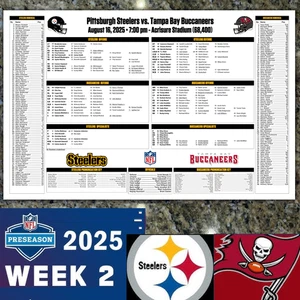 2025 Steelers vs Buccaneers - Flipcard Program NFL Preseason Game Football - Picture 1 of 4