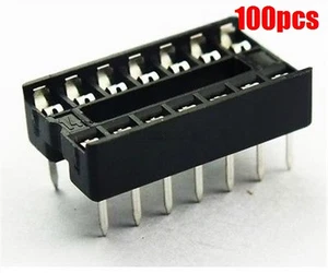 100Pcs Sockets Adaptor Solder Type 14 Pin DIP14 New Ic xi - Bild 1 von 2