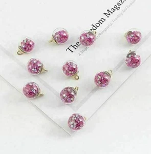 CHARMS ANHÄNGER GLASKUGEL MIT PINK FARBENEN STERNEN BETTELARMBAND (NEU) - Bild 1 von 4