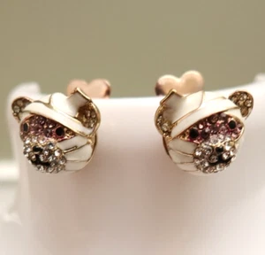 Betsey Johnson earrings And Boo To You teddy bear mummies enamel goldtone studs - Picture 1 of 5