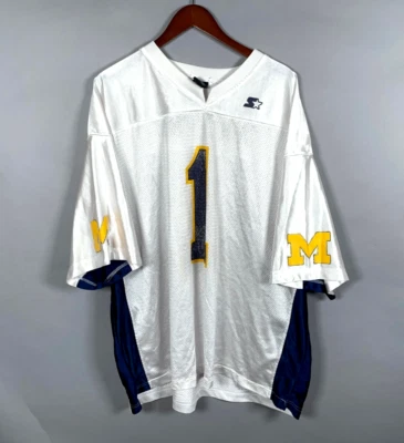 Винтажная футболка для начинающих Michigan Wolverines футбол для взрослых 3XL белая сетка No1 - Изображение 1 из 4