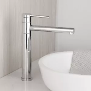 US 360°Swivel Bathroom Sink Faucet Chrome Single Hole Long Spout Mixer Basin Tap - Picture 1 of 11