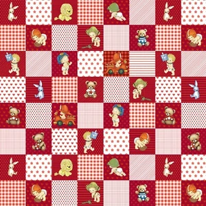 Americana Baby Red Patchwork Quilt Fabric BTY Michael Miller 44" Wide - Bild 1 von 4